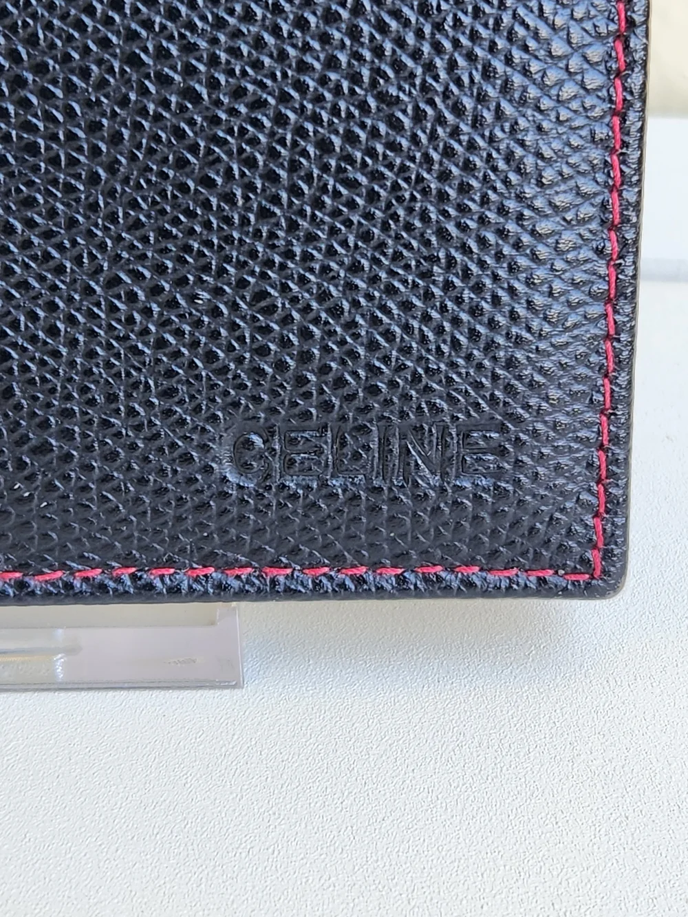 Celine Paris Red Leather Card/ Passport Holder/long Bifold Wallet